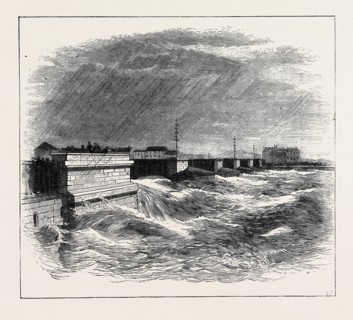 THE OVERFLOWING OF THE RIVER ARNO, AT PISA: VIEW OF THE RAILWAY BRIDGE