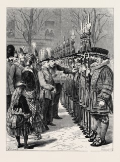 INSTALLATION OF SIR W.M. GOMM, G.C.B., G.C.S.I., AS CONSTABLE OF THE TOWER, INSPECTING THE