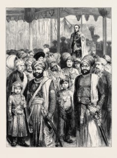 THE GRAND DURBAR AT BOMBAY: THE VICEROY OF INDIA AND A GROUP OF NATIVE PRINCES
