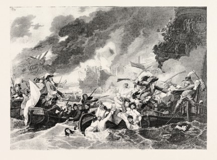 DESTRUCTION OF THE FRENCH SHIPS IN THE BAY OF LA HOGUE, AFTER THE BATTLE OF BARFLEUR, MAY 23rd,