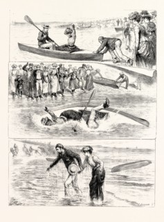 A CANOEING INCIDENT AT THE SEASIDE: 1. "Now then, give us a good push. One, two, three"; 2. And