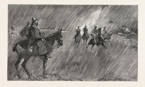 THE NEWMARKET OCTOBER MEETING: RAIN ON THE COURSE: A GOOD WETTING-THROUGH FOR THE JOCKEYS