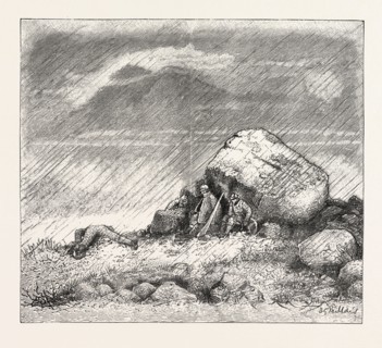 DEER STALKING IN THE FOREST OF THE BLACK MOUNT, ARGYLLSHIRE: WAITING IN THE MIST AND RAIN FOR THE