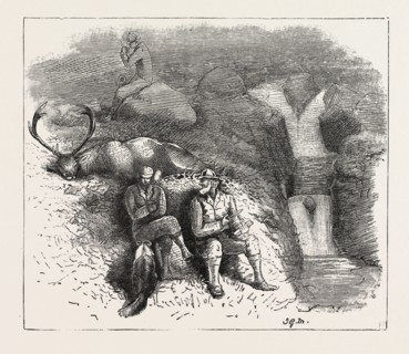 DEER STALKING IN THE FOREST OF THE BLACK MOUNT, ARGYLLSHIRE: A PIPE AND A REST AFTER A HARD RUN