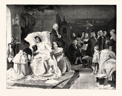 MOZART LISTENING TO HIS FRIENDS, WHO, SUMMONED BY HIS WIFE, ARE SINGING THE BEAUTIFUL HYMN "THE