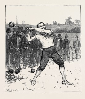 THE OXFORD AND CAMBRIDGE ATHLETIC SPORTS: THROWING THE HAMMER