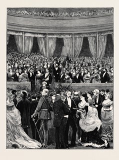 THE RECEPTION AT THE INTERNATIONAL EXHIBITION: SCENE IN THE ALBERT HALL