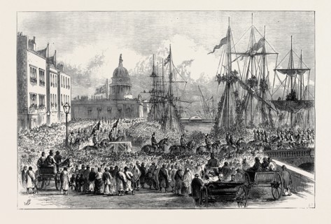 THE FUNERAL OF LORD MAYO: SCENE AT THE CUSTOM HOUSE QUAY