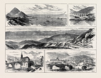 THE CARLIST INSURRECTION IN SPAIN, VIEWS FROM THE SCENE OF ACTION: 1. PORTUGALETTE NEAR BILBAO; 2.