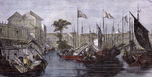 Vue of Canton. Engraving 1858