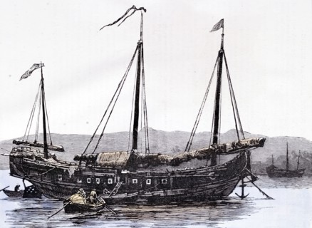 Chinese Junk. Engraving 1884