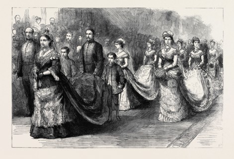 THE WEDDING PROCESSION IN ST. GEORGE'S CHAPEL: THE SECOND PROCESSION, HER MAJESTY THE QUEEN AND THE