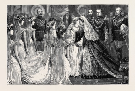AFTER THE CEREMONY, HER MAJESTY CONGRATULATING THE BRIDE