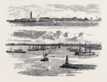 THE CRISIS IN EGYPT, (A) THE FORTIFICATIONS OF ALEXANDRIA HARBOUR, (B) THE ALLIED SQUADRON IN