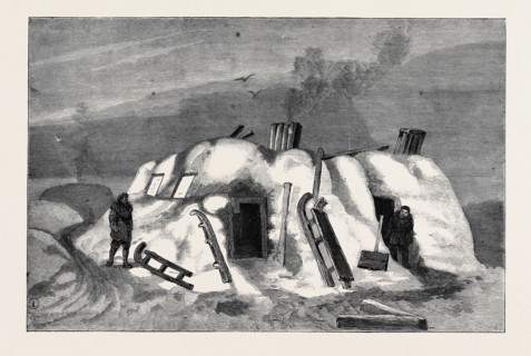 THE SURVIVORS OF THE "JEANNETTE" IN SIBERIA: EXTERIOR OF A SIBERIAN CONVICT HUT
