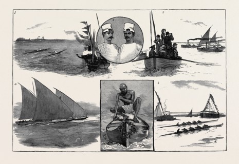 A REGATTA AT BOMBAY: 1. The Final Heat for the Champion Sculls; 2. Maharatta Fishermen (Hindoos); 3