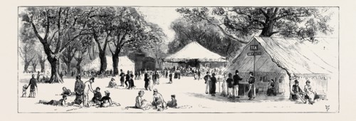 THE QUEEN'S VISIT TO EPPING FOREST: THE REFRESHMENT BOOTHS IN THE FOREST