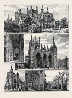 SKETCHES IN AND ABOUT PETERBOROUGH: 1. The Cathedral, from the South-East; 2. The Nave of the
