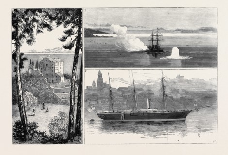THE QUEEN AT MENTONE: 1. The Monastery of the Annunciation; 2. H.M.S. Inflexible in Harbour: "A