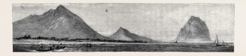 TAMARIND BAY, WITH THE " MORNE" ROCK, ONCE THE HIDING-PLACE OF RUNAWAY SLAVES, MAURITIUS