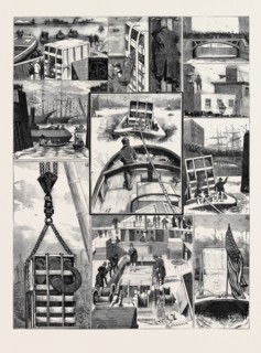 THE REMOVAL OF JUMBO, THE BARGE VOYAGE TO MILLWALL: 9. In the Barge: View off the Dock; 10. The
