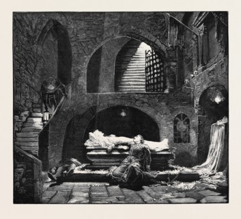 "ROMEO AND JULIET" AT THE LYCEUM THEATRE, ACT V. SCENE IV.; Friar Laurence: "Romeo! O pale! Who