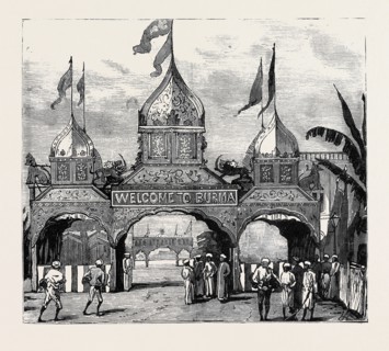 THE VICEROY OF INDIA'S VISIT TO RANGOON, BRITISH BURMA: ARCH ERECTED BY MOGULS, HINDOO ARCH IN