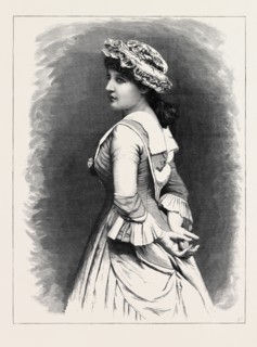 MRS. LANGTRY AS MISS HARDCASTLE IN "SHE STOOPS TO CONQUER"