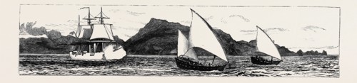 THE SLAVE TRADE ON THE EAST COAST OF AFRICA: H.M.S. "PHILOMEL"  CHASING SLAVE DHOWS IN THE STRAITS