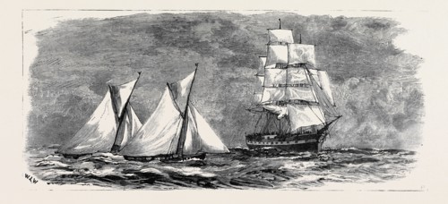 FALMOUTH "TAILORS' BOATS" RACING TO MEET A HOMEWARD BOUND VESSEL