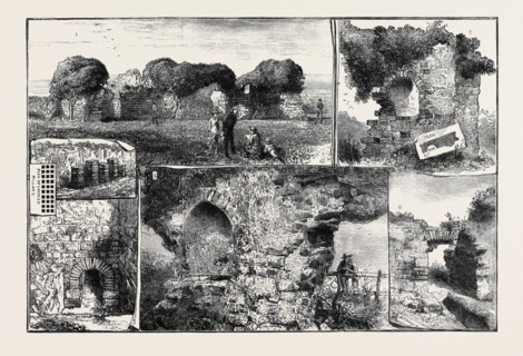 ROMAN REMAINS AT WALLS CASTLE, CUMBERLAND: 1. General View from the East; 2. Niche in Chamber C; 3.