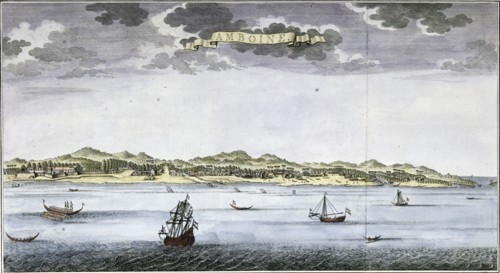 View on Ambon. Mid 18th century map by Jan van Schley
