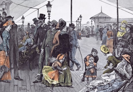 Near the sea in 1885, Britain, sea breeze; holiday; break; cheerful; merry; jolly; pleasant;