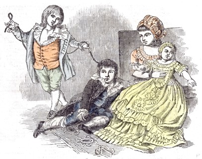 Prince Augustus Frederick in 1843, children playing; joy; fun; interior; amusing; enjoyable; merry;