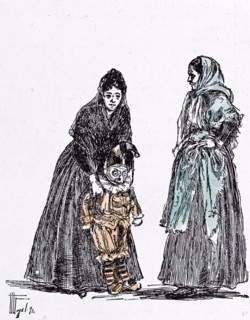 Children's carnival in 1892 at Minorca, mother; child; darling; fancy dress; proud; pleased;