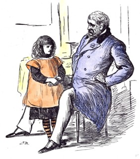 Girl with Grandfather, 1873, grandpapa; paterfamilias; at home; family; pretty girl; grand'pa;