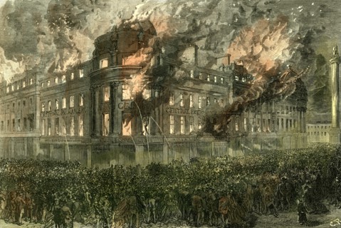 Newcastle On Tyne, U.K., 1867, great fire in the central exchange buildings