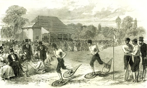 Snow-shoe race at the Crystal Palace; London; U.K.; 1867; London; Great Britain