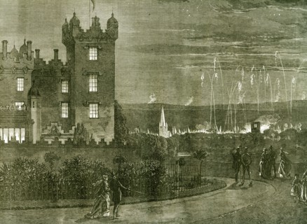 Kelso; Castle; 1867; U.K.; The Queen's visit to the scottish border; The fireworks and beacon fires