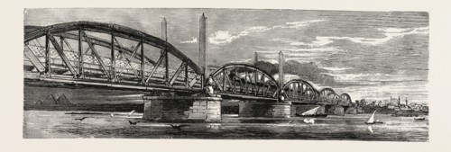 Egypt, bridge, engraving 1879