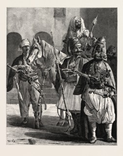 ALBANIAN MERCENARIES.  Egypt, engraving 1879