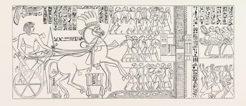 THE SUEZ CANAL OF SETI I, Pharaoh of Egypt, . (From a bas relief on the exterior north wall of the