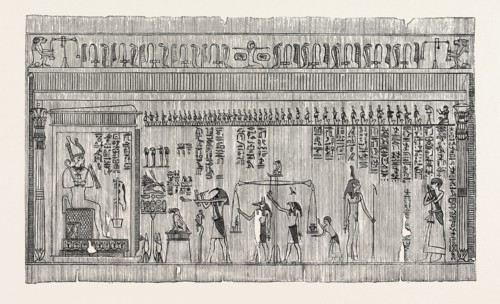 REPRESENTATION OF THE EGYPTIAN JUDGMENT OF THE DEAD. ( Vignette of the 125th chapter of the Turin
