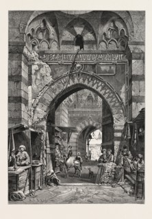 ENTRANCE TO THE KHAN EL-KHALIL.  Egypt, engraving 1879