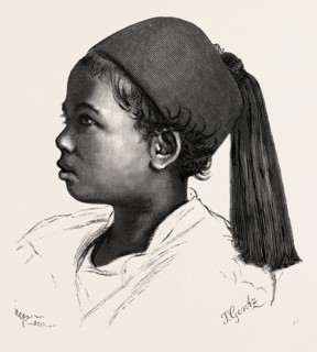 FATHER'S DARLING.  Egypt, engraving 1879