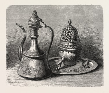 ARAB METAL UTENSILS.  Egypt, engraving 1879