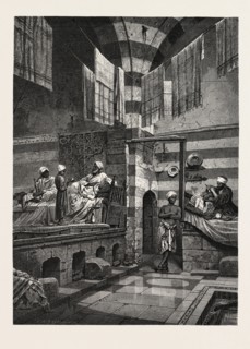 INTERIOR OF AN EASTERN BATH.  Egypt, engraving 1879