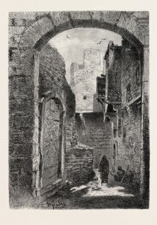 LANE IN CAIRO.  Egypt, engraving 1879