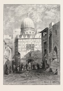 STREET AND MOSQUE.  Egypt, engraving 1879