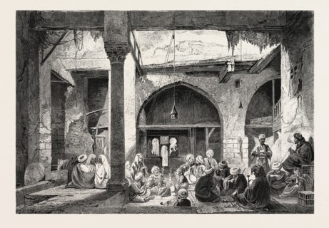PROVINCIAL COFFEE-HOUSE.  Egypt, engraving 1879